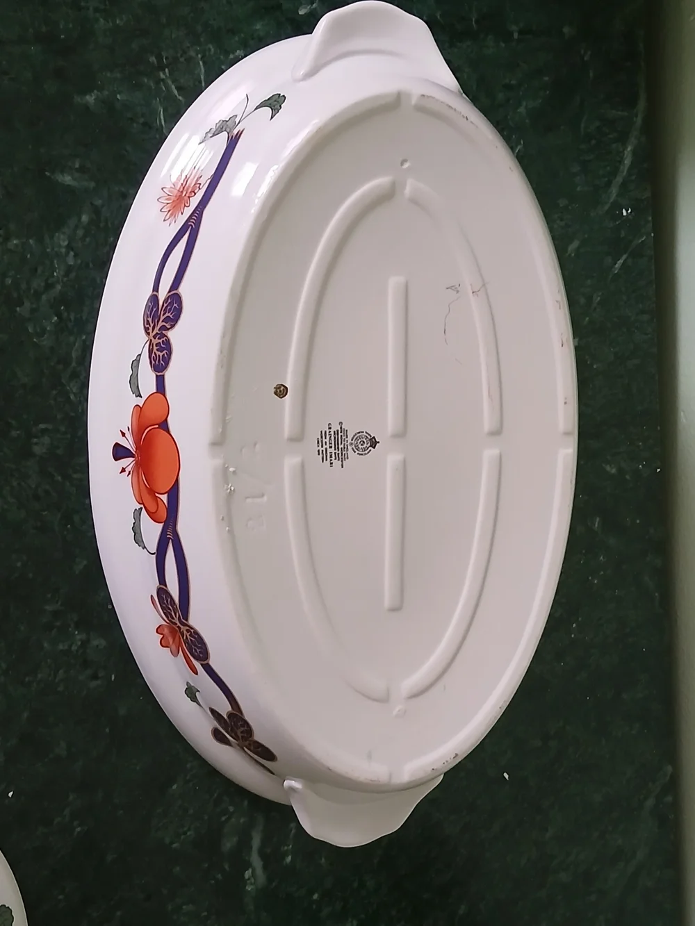 Royal Worcester White Covered Casserole with Orange Floral & Purple Vine Motif